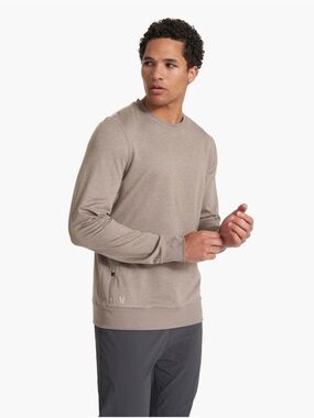 Vuori Ponto Performance Crew Pullover Walnut Heather V224 Size Medium